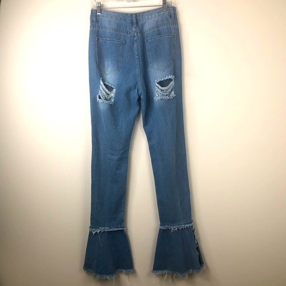 JCJQ Heavily Distressed Bell Bottom Jeans. - Picture 6 of 14